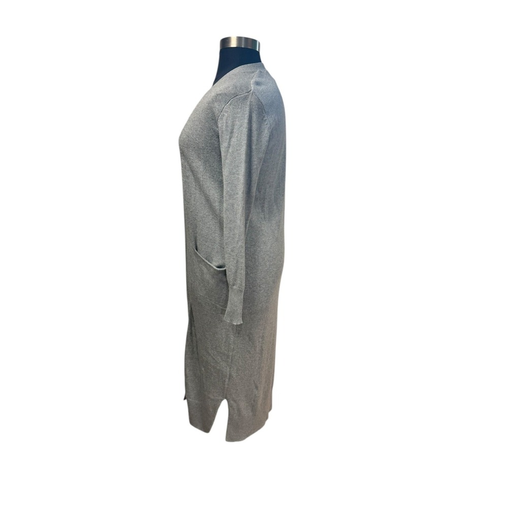 Old Navy Gray Long Cardigan Sweater Pockets Duster Cotton Small 50" length‎